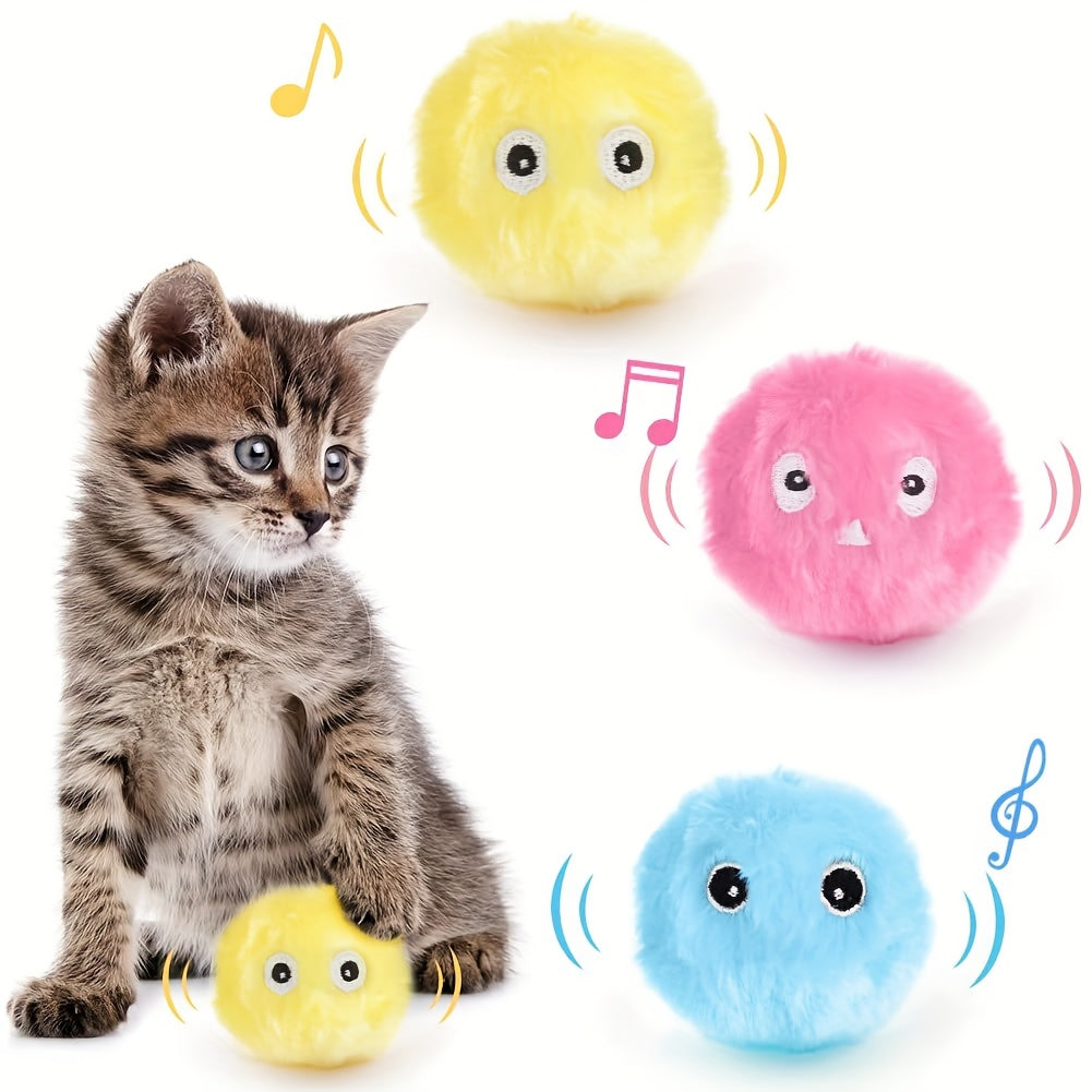 [Interactive Plush Toy] Interactive Plush Toy Ball for Cats - a Self-Entertaining Gadget That Makes Sounds - a Training Toy That Fluffy Cats Adore