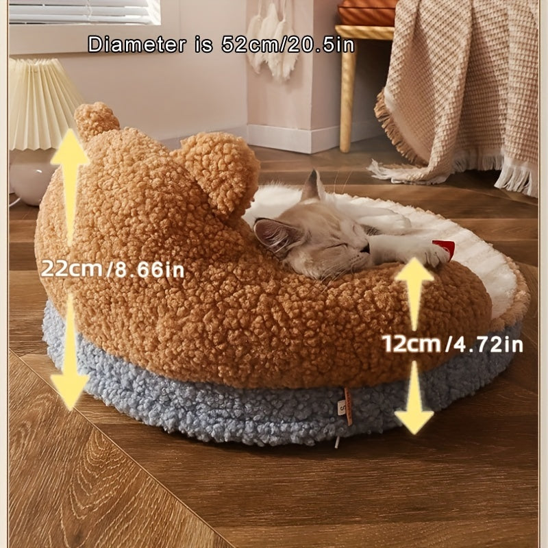 Soft And Durable Round Cat Bed For Small Dogs And Cats - Removable Pet Mat And Mattress For Indoor And Outdoor Use