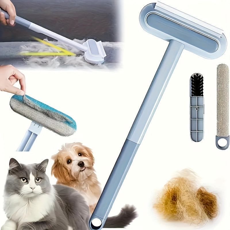 Reusable Pet Hair Remover Brush for Dogs & Cats - Multifunctional Fur & Lint Roller, Dual-Directional Sticky Hair Removal Tool for Sofa, Carpets - Easy-to-Clean Household Cleaning Aid, Plastic Material