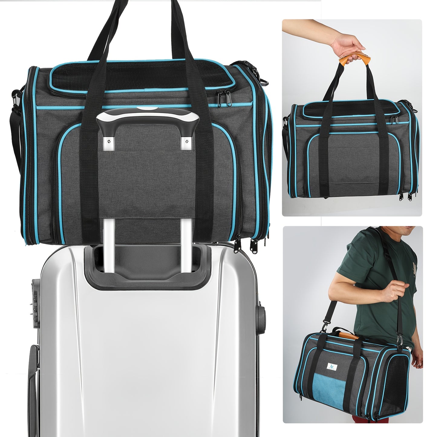 1pc 45.7*27.9*30.5cm Large Pet Carrier Bag AVC Portable Soft Fabric Folding Dog Cat Puppy Travel