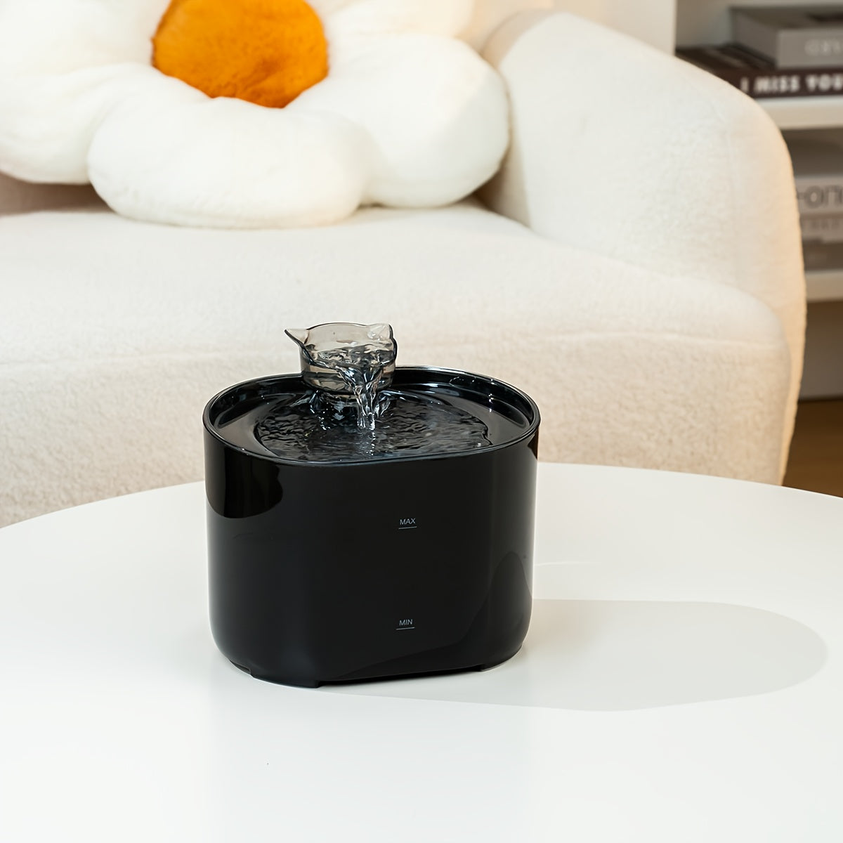 Cat Water Fountain 2.2L/74oz Cat Fountains Ultra Quiet Pet Fountains with Cat-Shaped Spout, Water Fountains for Cats Indoor-Cat Drinking Dispenser,USB power supply, Without Battery