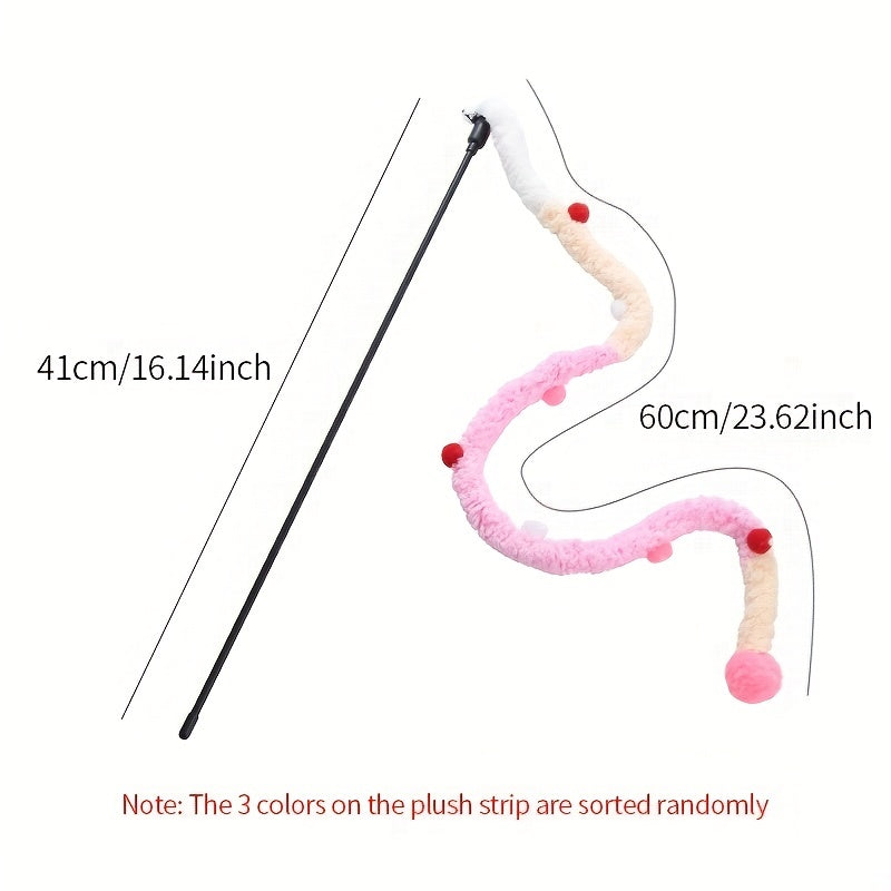Pawsitively Engaging Cat Toy - Plush Wiggly Wand with Teasing Stick for Kitten Playtime Adventures - Interactive Fun and Exercise Bonding Toy for Pets