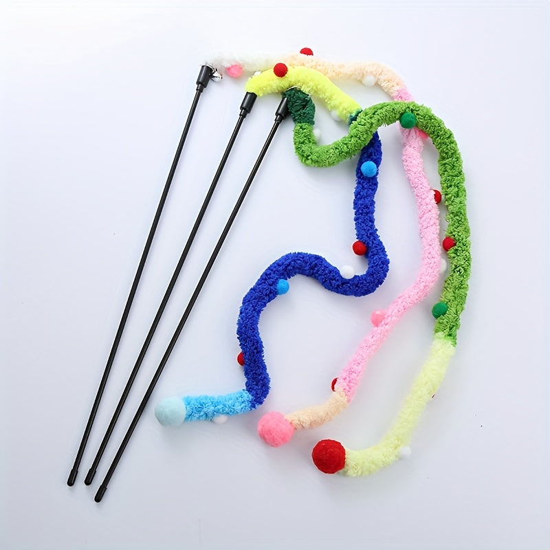 Pawsitively Engaging Cat Toy - Plush Wiggly Wand with Teasing Stick for Kitten Playtime Adventures - Interactive Fun and Exercise Bonding Toy for Pets