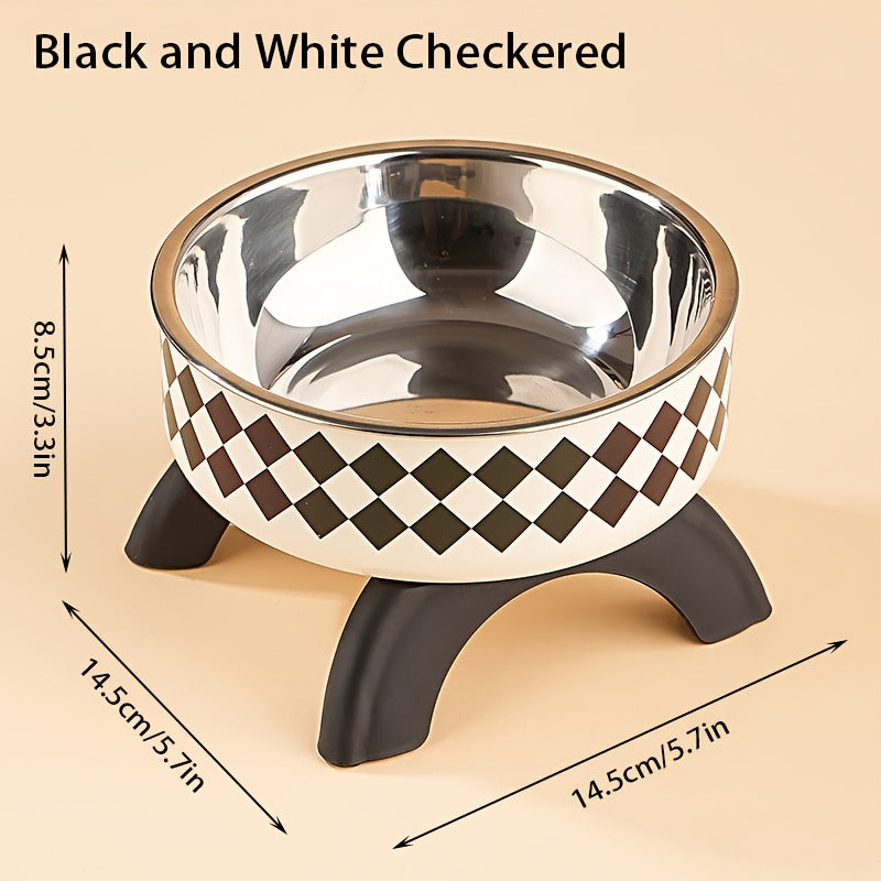 Elevated Stainless Steel Pet Bowl with Cute Pattern - Non-Slip, Spill-Proof Design for Small Dogs & Cats