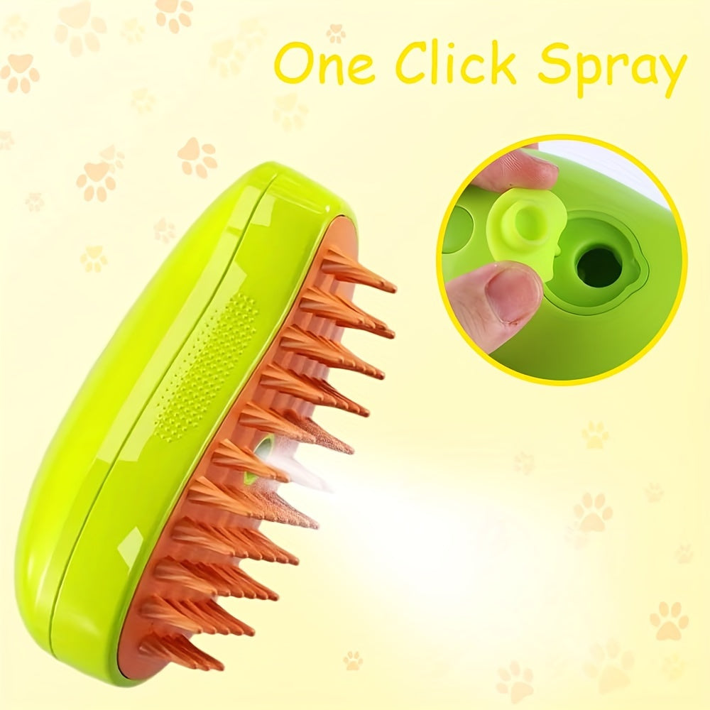 USB Rechargeable Cat Grooming Brush: Detangling, Self-Cleaning Massage Comb with Low-Voltage Safety