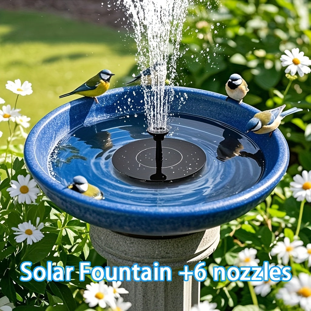Solar-Powered Automatic Fountain with 6 Nozzles,, for Blue Bird Bath for Gardens, Ponds, Fish Tanks & Outdoor Use – Durable Plastic Design with Solar Panel for Continuous Water Flow, Bird Bathing Station | Solar Birdbath | Energyefficient Pump, Solar Wate