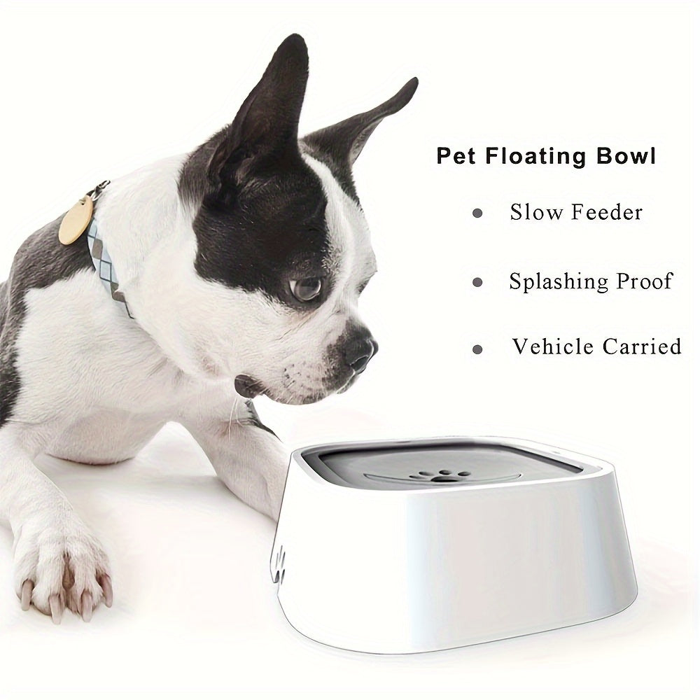 [1pc Slow Feeder Water Bowl] 1pc Splash-Proof Pet Water Bowl for Cats & Dogs - Slow Feeder, Anti-Slip Floating Design, No-Spill Drinking Dispenser