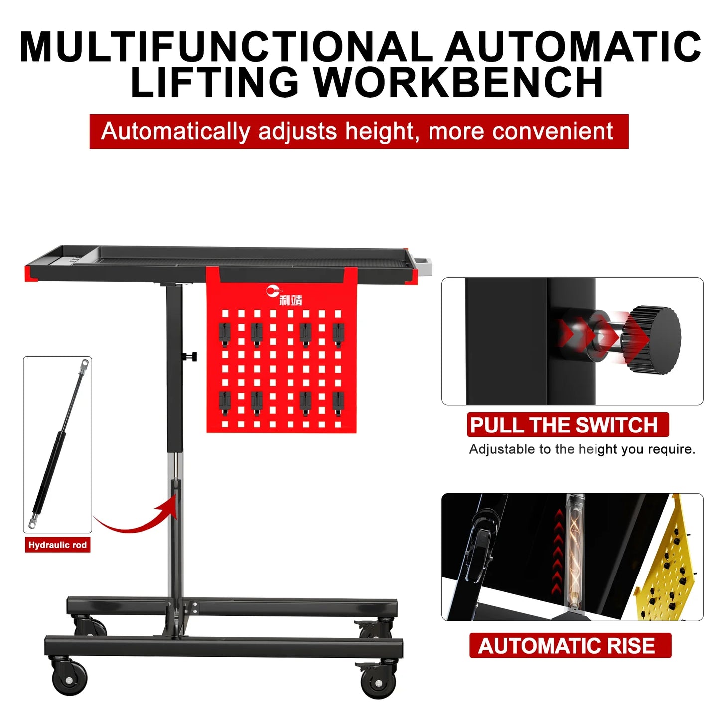 The Most Popular  Height Adjustable Auto Maintenance Trolley 1.2mm Thickened Body Workbench for Engine Repair