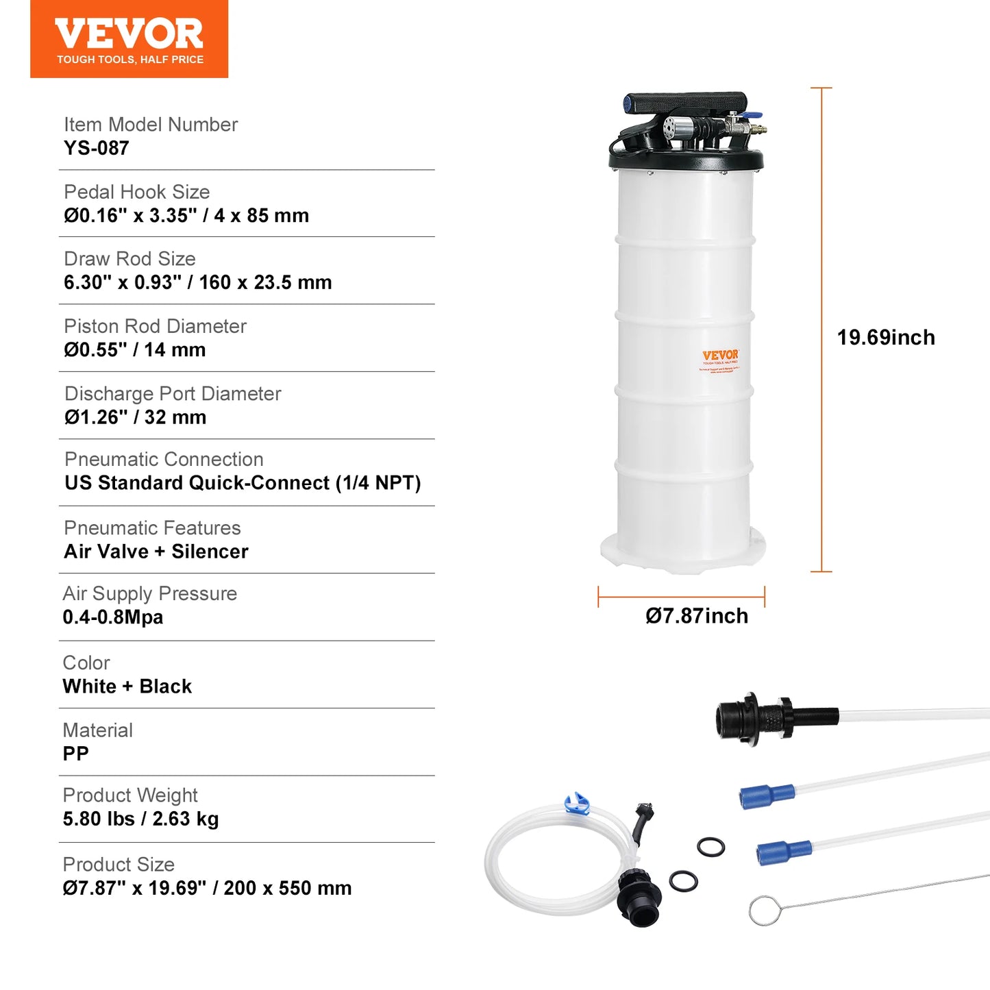 SucceBuy 6.5L/15L Pneumatic/Manual Fluid Extractor with Suction Hose Oil Changer Pump for Automotive Fluids Vacuum Evacuation