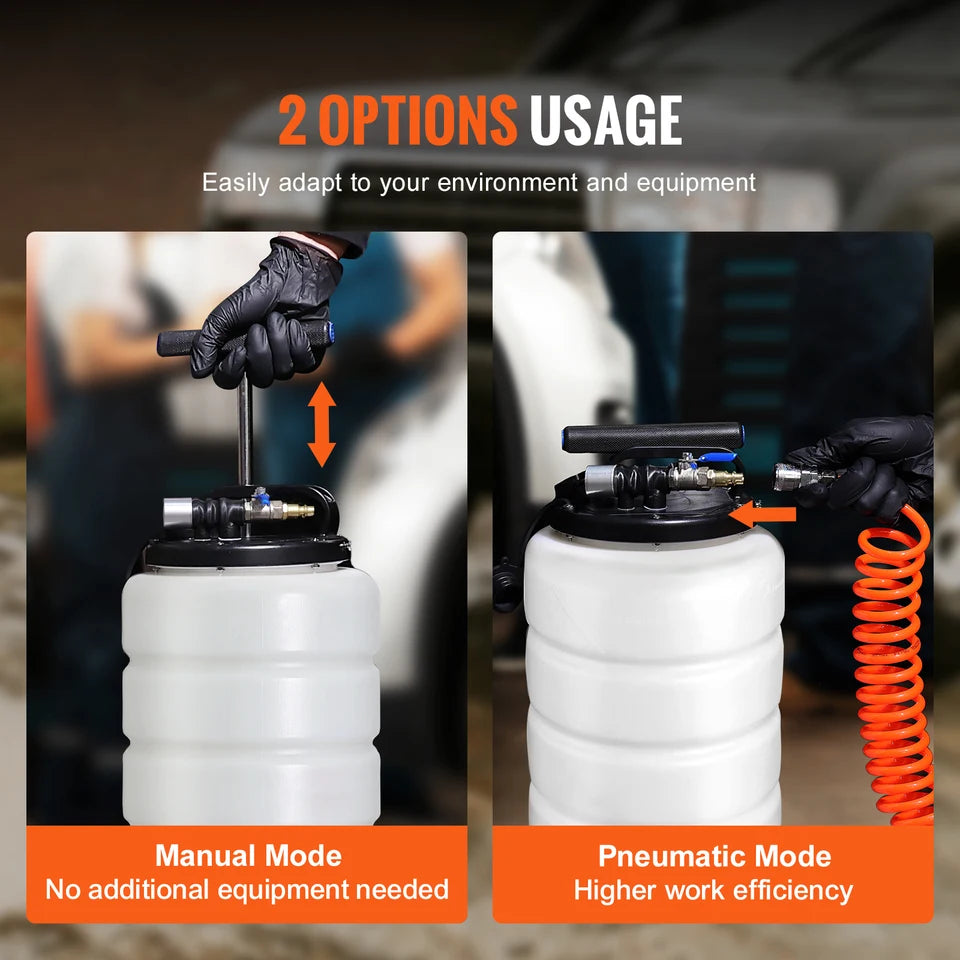SucceBuy 6.5L/15L Pneumatic/Manual Fluid Extractor with Suction Hose Oil Changer Pump for Automotive Fluids Vacuum Evacuation