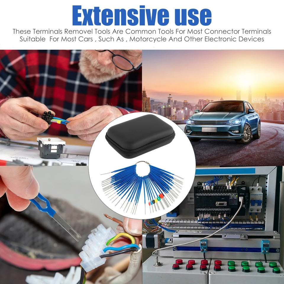 41Pcs Stainless Steel Plug Terminal Removal Tool Wire Crimp Split Connectors Pin Extractor Kit with Storage Box Car Repair Tools