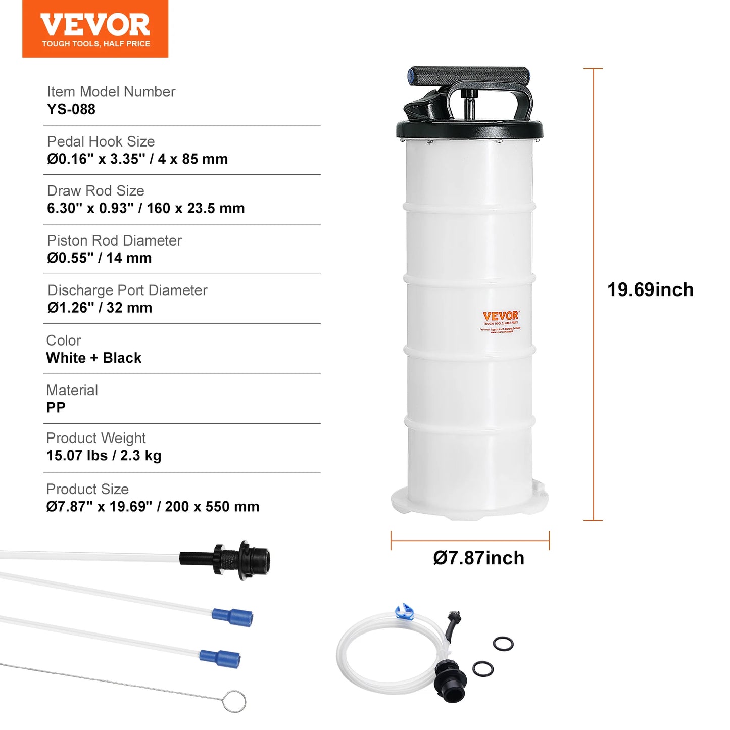 SucceBuy 6.5L/15L Pneumatic/Manual Fluid Extractor with Suction Hose Oil Changer Pump for Automotive Fluids Vacuum Evacuation