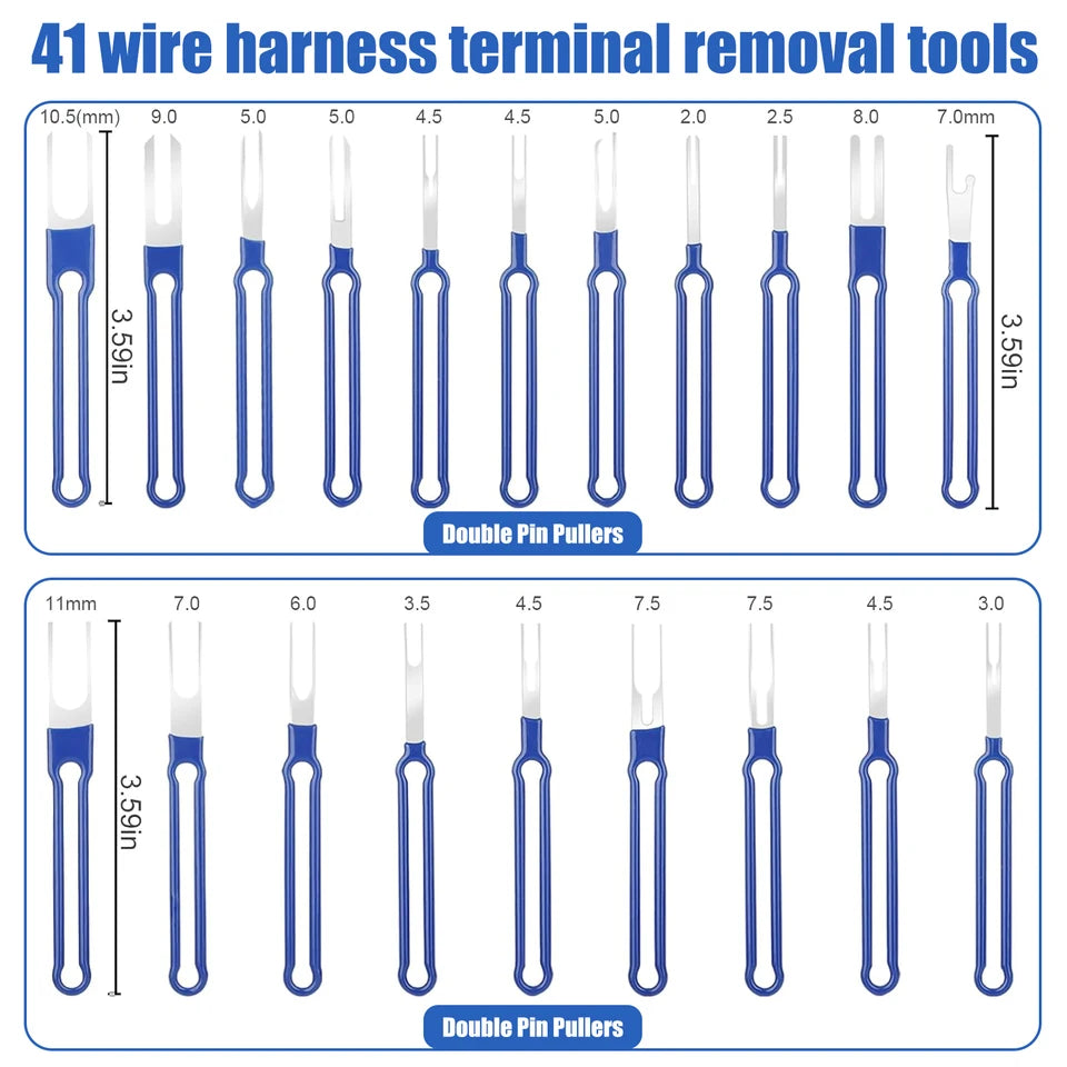 41Pcs Stainless Steel Plug Terminal Removal Tool Wire Crimp Split Connectors Pin Extractor Kit with Storage Box Car Repair Tools