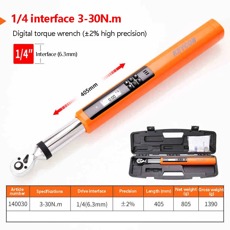1/2" 1/4" Digital Torque Wrench Drive Electronic Torque Wrench Torque Wrench Kit 3-30N.m 34-340N.m Torque Accurate Range