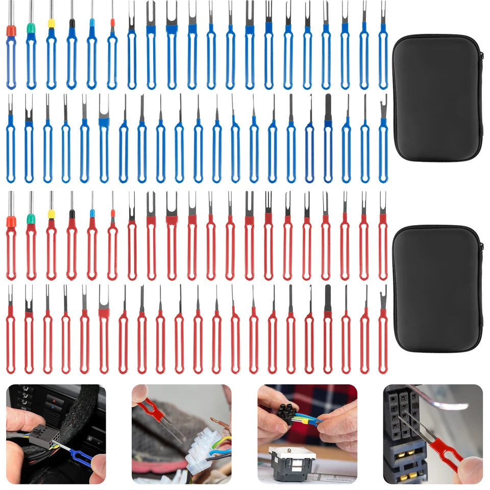 41Pcs Stainless Steel Plug Terminal Removal Tool Wire Crimp Split Connectors Pin Extractor Kit with Storage Box Car Repair Tools