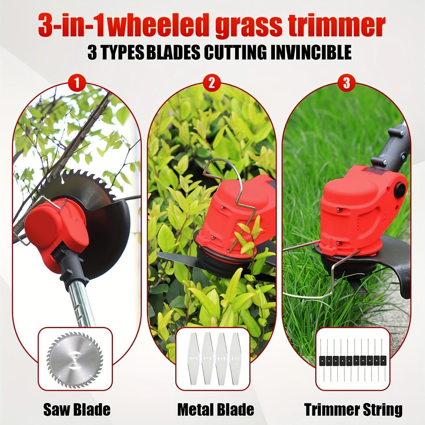 2025 New Cordless Electric Lawn Mower, Weed Eater/ Cordless Lawn Mower with 3 Models Blades And High Capacity Lithium-ion Battery, Lots Of Freebies, Suitable for Lawn Yard Garden, Family Birthday Gifts, Gifts for Dad Husband, Father's Day Gifts.