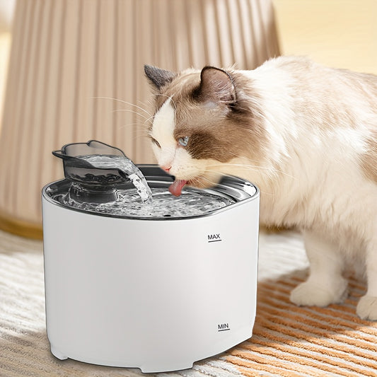 Cat Water Fountain 2.2L/74oz Cat Fountains Ultra Quiet Pet Fountains with Cat-Shaped Spout, Water Fountains for Cats Indoor-Cat Drinking Dispenser,USB power supply, Without Battery