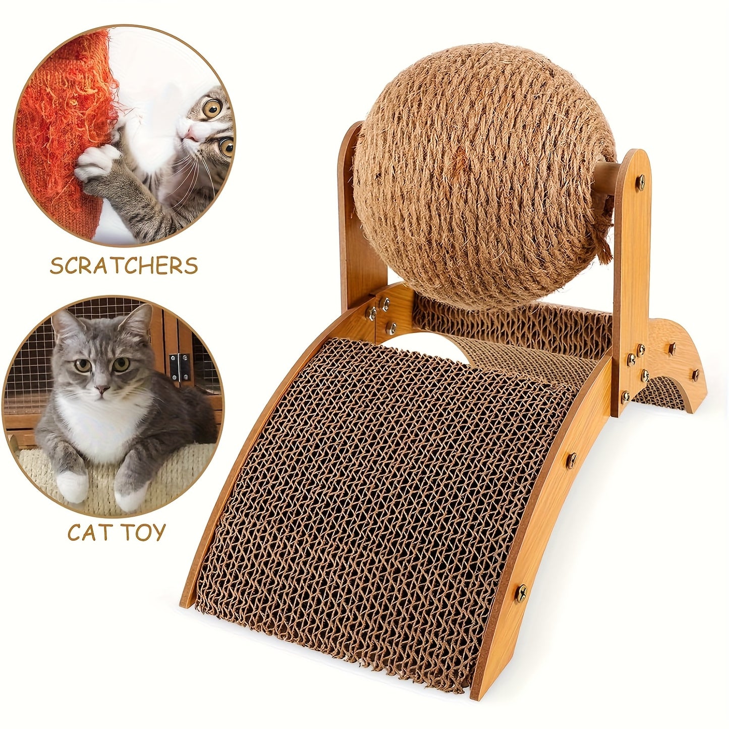 Cat Scratch Ball Cat Scratching Toy Inclined Scratcher Rope Ball Suitable for Indoor Cats Interactive Pet Toy
