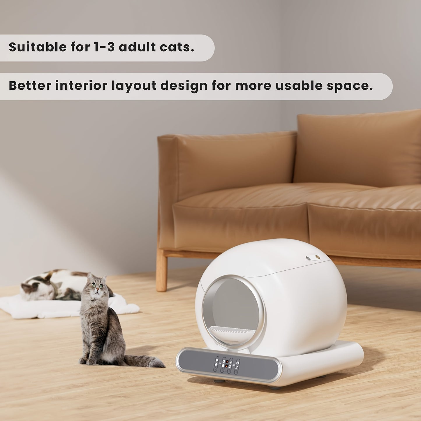 Upgraded Self-Cleaning Cat Litter Box - Self-Cleaning Box Odorless with Real-Time Monitoring And Safety Alarm