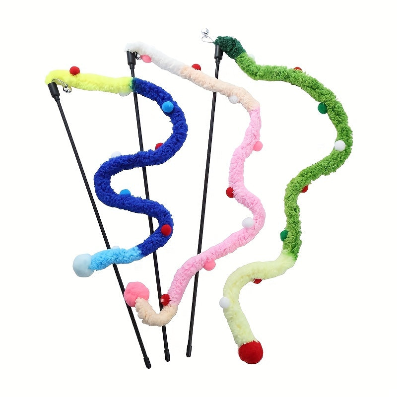 Pawsitively Engaging Cat Toy - Plush Wiggly Wand with Teasing Stick for Kitten Playtime Adventures - Interactive Fun and Exercise Bonding Toy for Pets