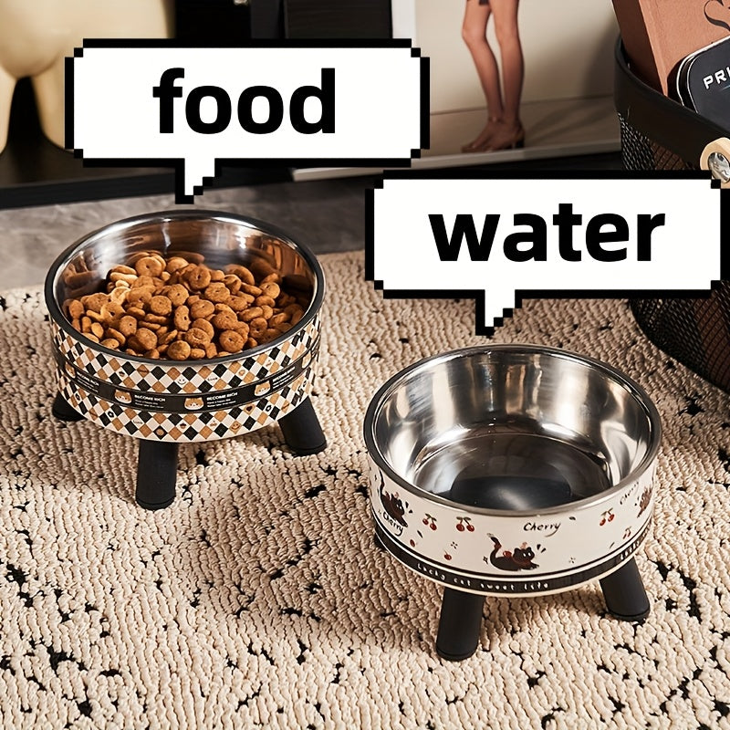 Cat Bowl, Elevated Stainless Steel Feeder with Non-Slip Base, 13.5 Ounce Cat Water Bowl, Pet Feeding or Water Bowl, Suitable for Cats and Small Dogs Feeding Bowl for Neck Protection