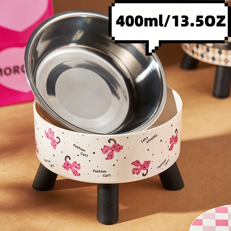 Cat Bowl, Elevated Stainless Steel Feeder with Non-Slip Base, 13.5 Ounce Cat Water Bowl, Pet Feeding or Water Bowl, Suitable for Cats and Small Dogs Feeding Bowl for Neck Protection