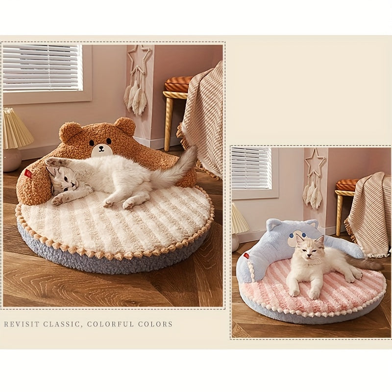 Soft And Durable Round Cat Bed For Small Dogs And Cats - Removable Pet Mat And Mattress For Indoor And Outdoor Use