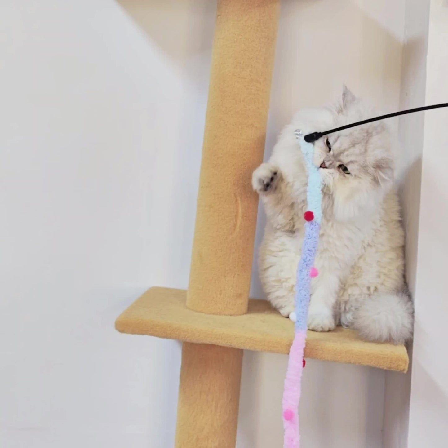 Pawsitively Engaging Cat Toy - Plush Wiggly Wand with Teasing Stick for Kitten Playtime Adventures - Interactive Fun and Exercise Bonding Toy for Pets