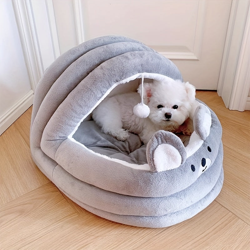 1pc New Plush Cute Cartoon Pet Supplies Cat Nest Dog Mat Home Four Seasons Semi-Enclosed Pet Bed