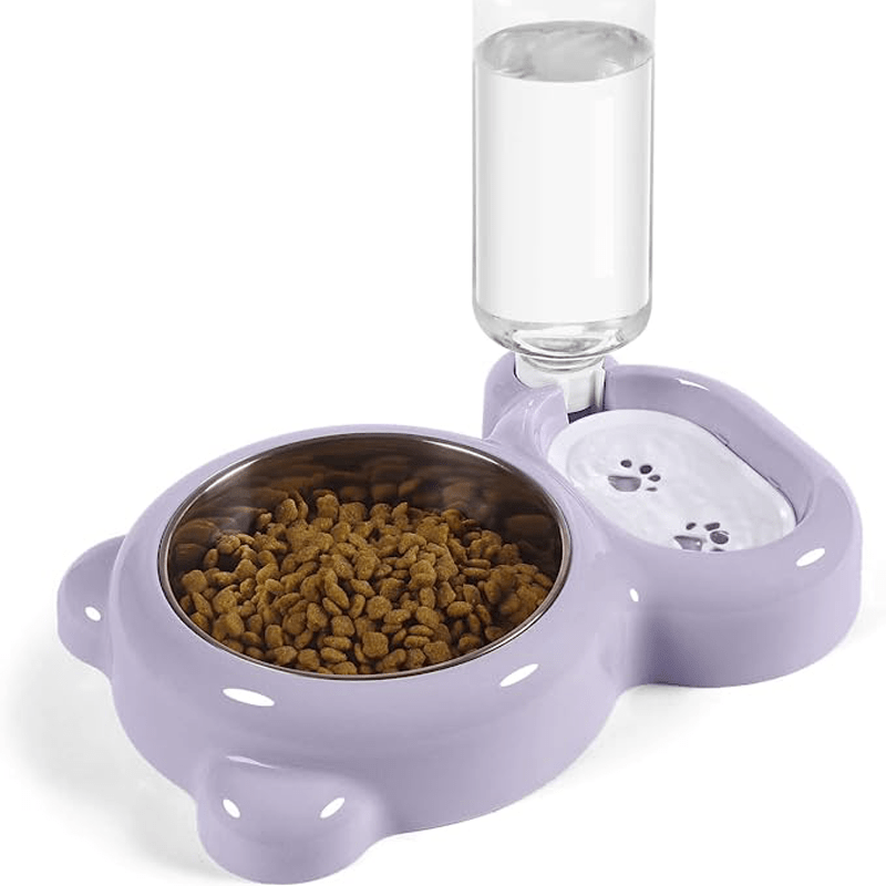 This Double Bowl Set & Automatic Water Dispenser Bottle for Keeping Your Pet Hydrated & Fed