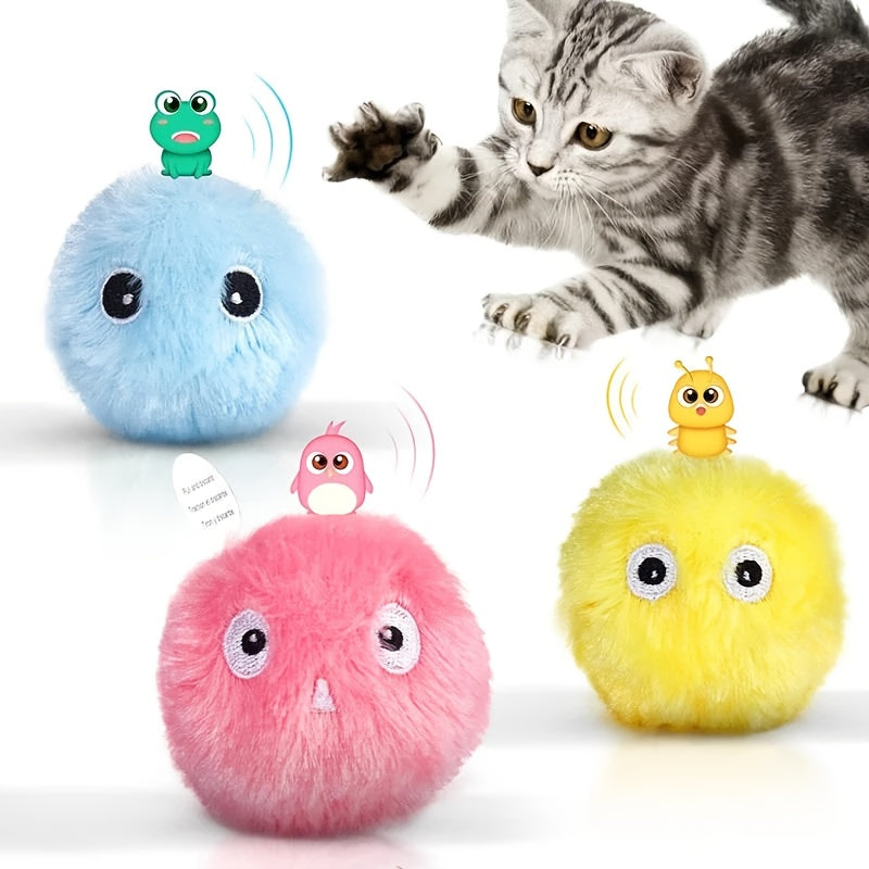 [Interactive Plush Toy] Interactive Plush Toy Ball for Cats - a Self-Entertaining Gadget That Makes Sounds - a Training Toy That Fluffy Cats Adore