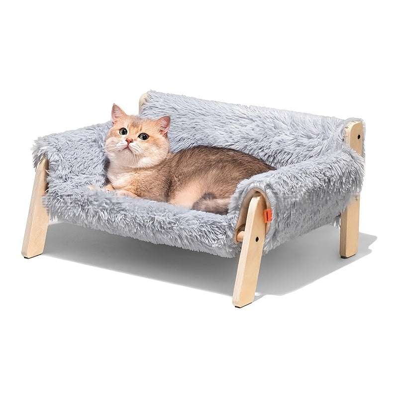 1pc Wooden Cat Couch Bed with Removable Mattress Cover - Elevated Pet Sofa for Indoor Cats, Kittens, Puppies, and Small Animals - Detachable Design, Suitable for Various Species