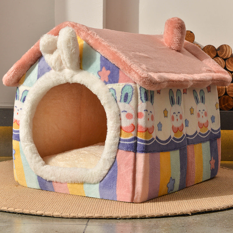 1pc Winter Warm Dog Kennel House, Four Seasons Universal, Detachable And Washable, Soft Cozy Dog Nest Dog Bed With Mat