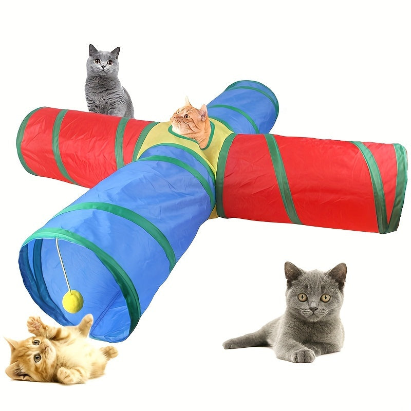 Four-way Cat Tunnel Dog Training Tunnel, Foldable Storage Tunnel, Pet Toy, Play Tunnel, Cat Interactive Toy