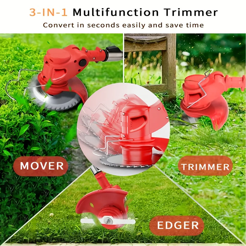 2025 New Cordless Electric Lawn Mower, Weed Eater/ Cordless Lawn Mower with 3 Models Blades And High Capacity Lithium-ion Battery, Lots Of Freebies, Suitable for Lawn Yard Garden, Family Birthday Gifts, Gifts for Dad Husband, Father's Day Gifts.