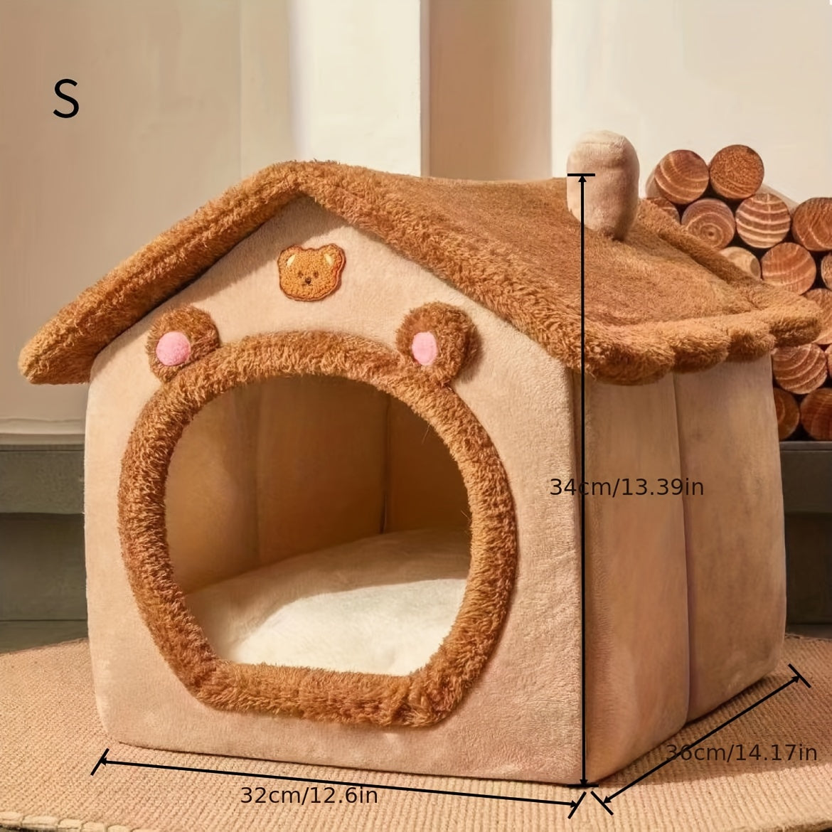 1pc Removable and Washable Pet Bed House, Soft and Comfortable Winter Warm Cat Bed Puppy Cave Nest for Christmas Gift
