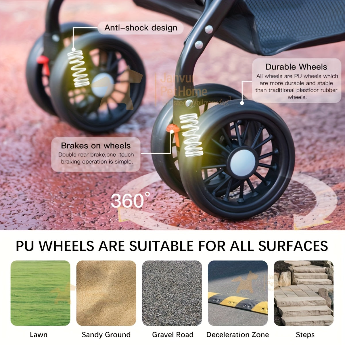 Foldable 4-Wheel Pet Stroller for Small to Medium Dogs (Up to 17KG/38LBS), Portable Dog Travel Carriage with Breathable Mesh Windows, Metal Frame And Durable Oxford Fabric, Pocket Design/Cup Holder- Ideal for Outdoor Adventures, Shopping, Walking