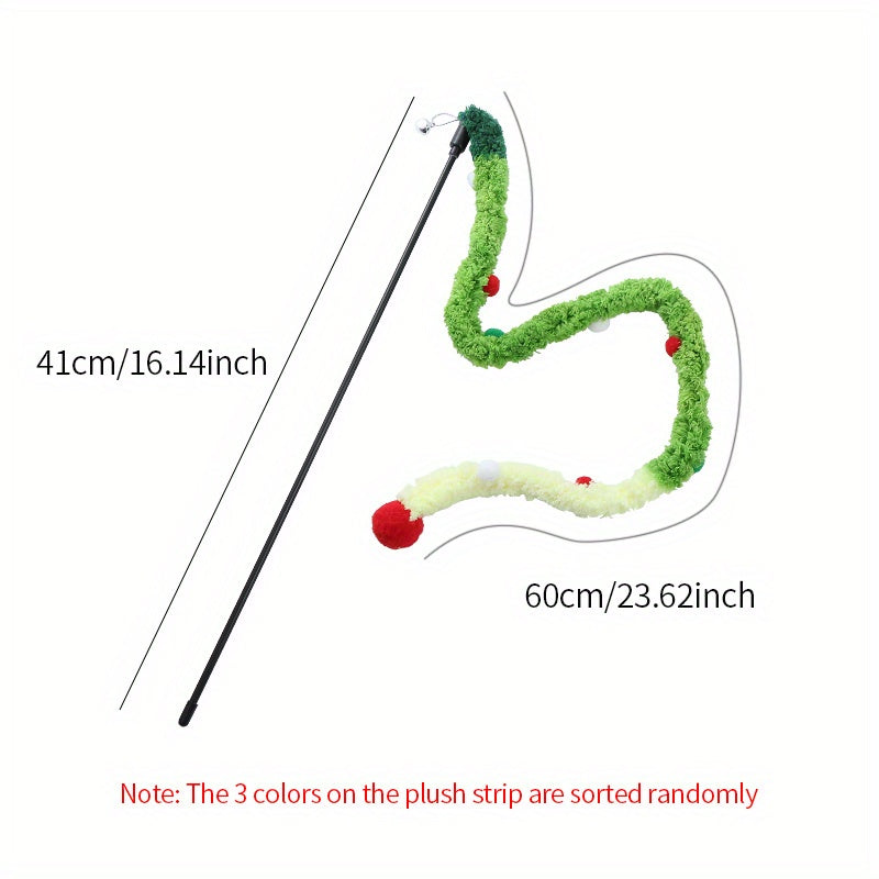 Pawsitively Engaging Cat Toy - Plush Wiggly Wand with Teasing Stick for Kitten Playtime Adventures - Interactive Fun and Exercise Bonding Toy for Pets