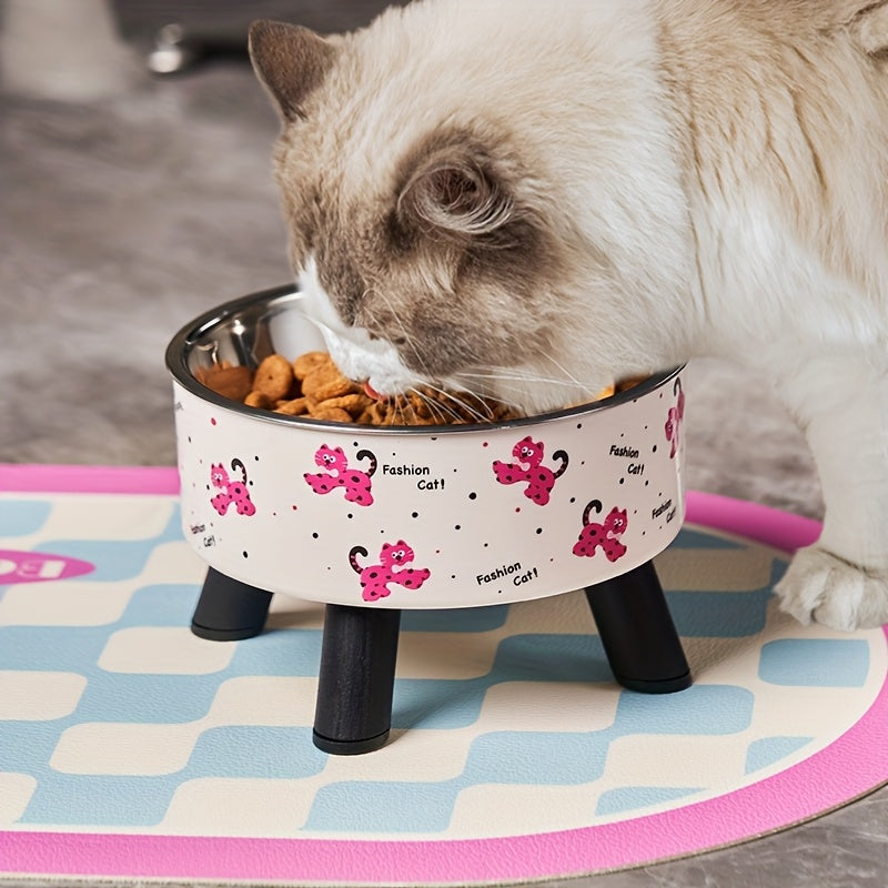 Cat Bowl, Elevated Stainless Steel Feeder with Non-Slip Base, 13.5 Ounce Cat Water Bowl, Pet Feeding or Water Bowl, Suitable for Cats and Small Dogs Feeding Bowl for Neck Protection
