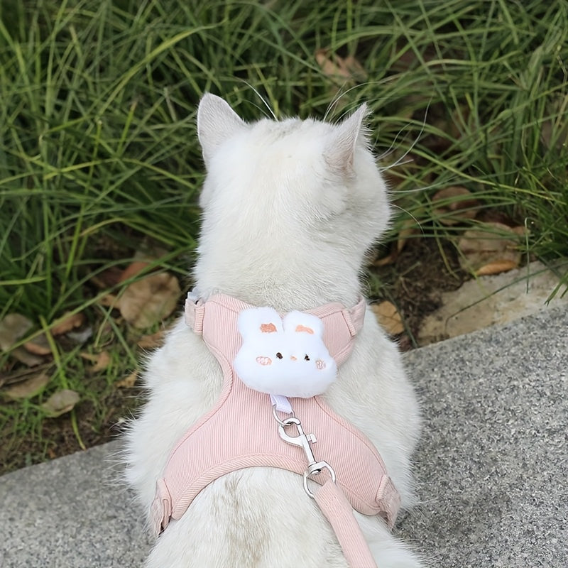 Adjustable Cat Harness Leash, Soft and Breathable, Anti-Escape, Polyester Material, Comfortable Outdoor Feline Gear