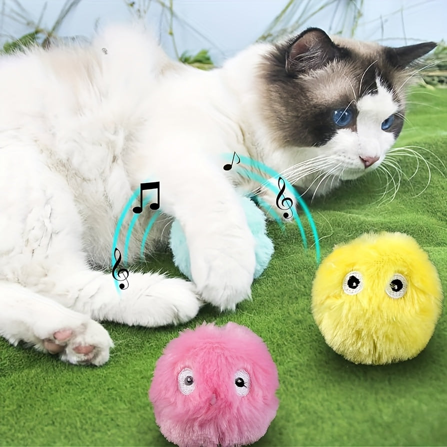 [Interactive Plush Toy] Interactive Plush Toy Ball for Cats - a Self-Entertaining Gadget That Makes Sounds - a Training Toy That Fluffy Cats Adore