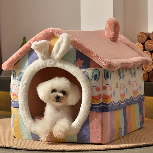 1pc Winter Warm Dog Kennel House, Four Seasons Universal, Detachable And Washable, Soft Cozy Dog Nest Dog Bed With Mat