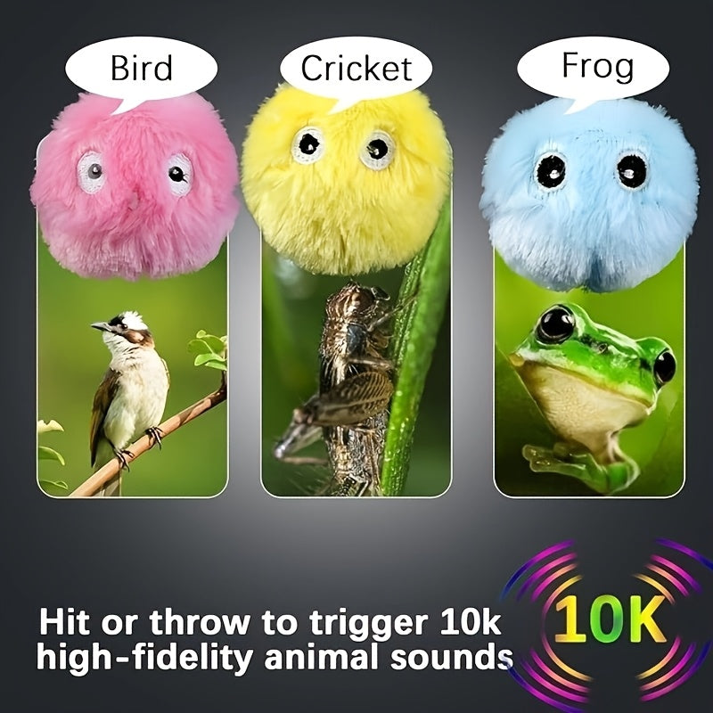 [Interactive Plush Toy] Interactive Plush Toy Ball for Cats - a Self-Entertaining Gadget That Makes Sounds - a Training Toy That Fluffy Cats Adore