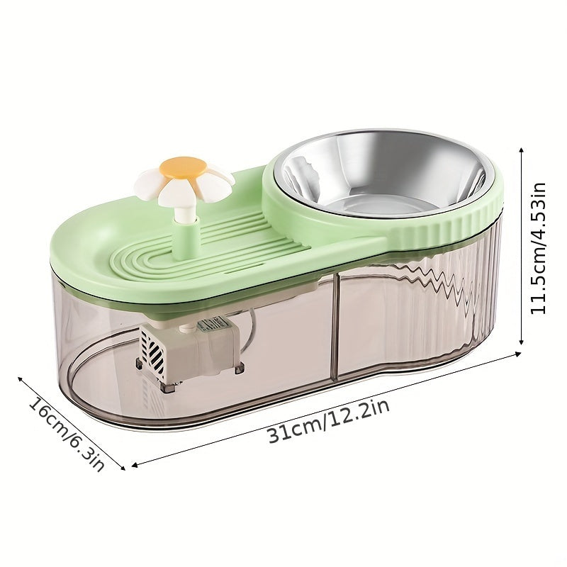 1pc PetPure Automatic Cat Water Dispenser and Elevated Feeder, 3L/101oz Stainless Steel, USB Powered, ≤36V, No Battery, Large Capacity Drinking Fountain for Cats and Small Dogs, Promotes Hydration & Healthy Eating