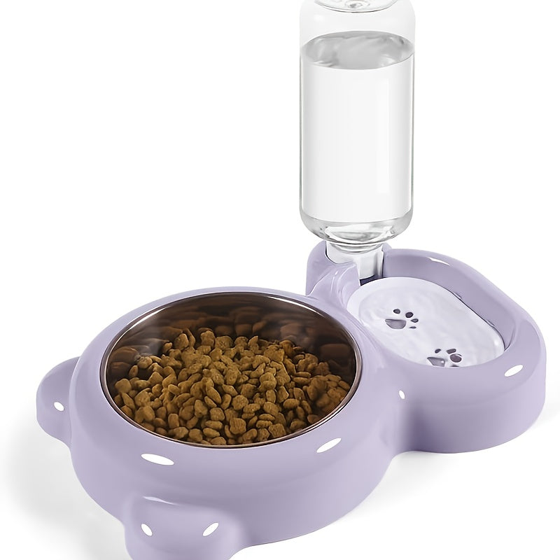 This Double Bowl Set & Automatic Water Dispenser Bottle for Keeping Your Pet Hydrated & Fed