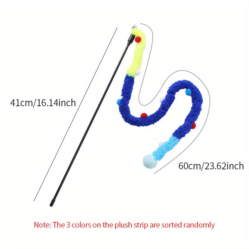 Pawsitively Engaging Cat Toy - Plush Wiggly Wand with Teasing Stick for Kitten Playtime Adventures - Interactive Fun and Exercise Bonding Toy for Pets