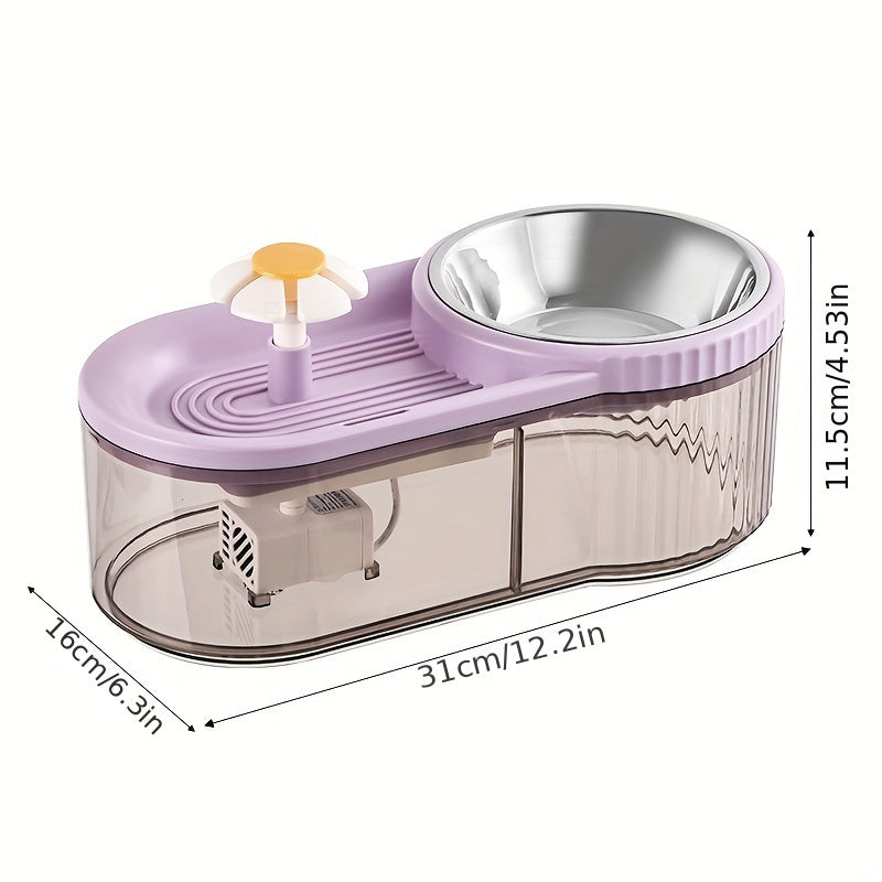 1pc PetPure Automatic Cat Water Dispenser and Elevated Feeder, 3L/101oz Stainless Steel, USB Powered, ≤36V, No Battery, Large Capacity Drinking Fountain for Cats and Small Dogs, Promotes Hydration & Healthy Eating