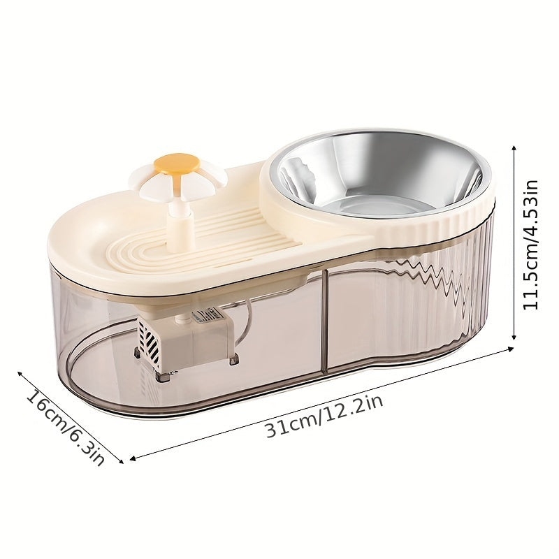 1pc PetPure Automatic Cat Water Dispenser and Elevated Feeder, 3L/101oz Stainless Steel, USB Powered, ≤36V, No Battery, Large Capacity Drinking Fountain for Cats and Small Dogs, Promotes Hydration & Healthy Eating