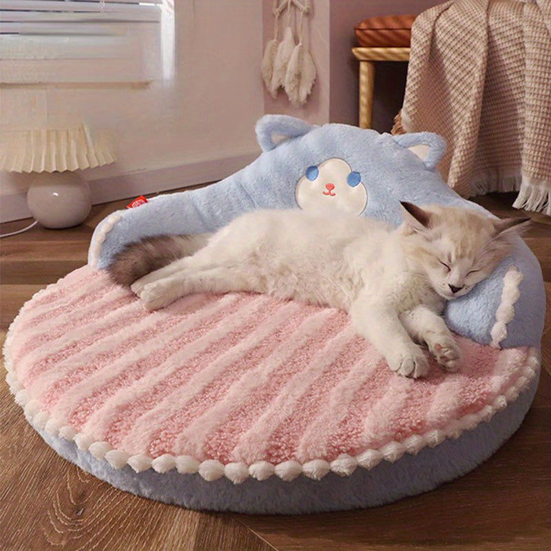 Soft And Durable Round Cat Bed For Small Dogs And Cats - Removable Pet Mat And Mattress For Indoor And Outdoor Use